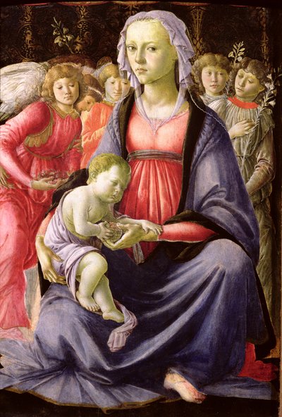 5人の天使に囲まれた聖母子 作： Sandro Botticelli